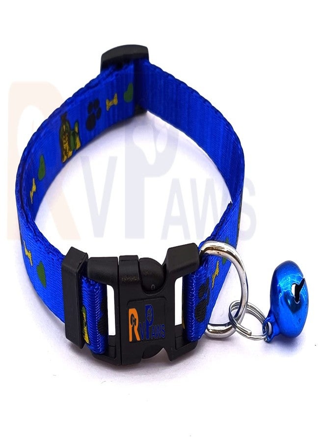 Pups&Pets 15 MM Paw/Bone Printed Soft Nylon Collar Belt and Leash Set for Small Breed Dog and Puppies - Blue - Image 2